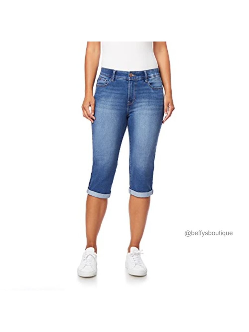 Women's 360 Sculpt Mid Rise Capri Jeans Stretch Cropped Denim